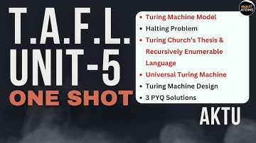 TAFL I UNIT-5 I One Shot I Turing Machines and Recursive Function Theory I AKTU Exam | Tafl One Shot