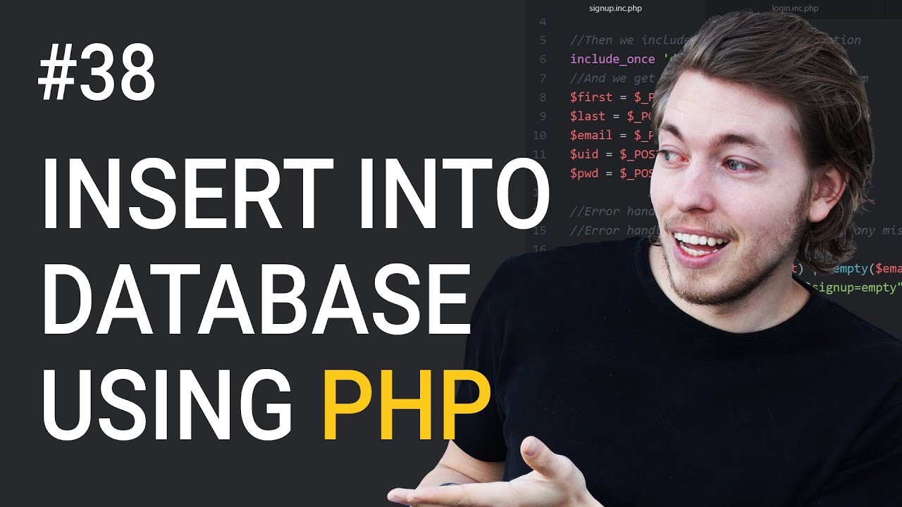 php mysql insert  2022  38: Insert data from a website into a database using MySQLi | PHP tutorial | Learn PHP programming