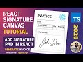 React Signature Canvas Tutorial | Generate Invoice in React | Add Signature Pad in React TS 2025