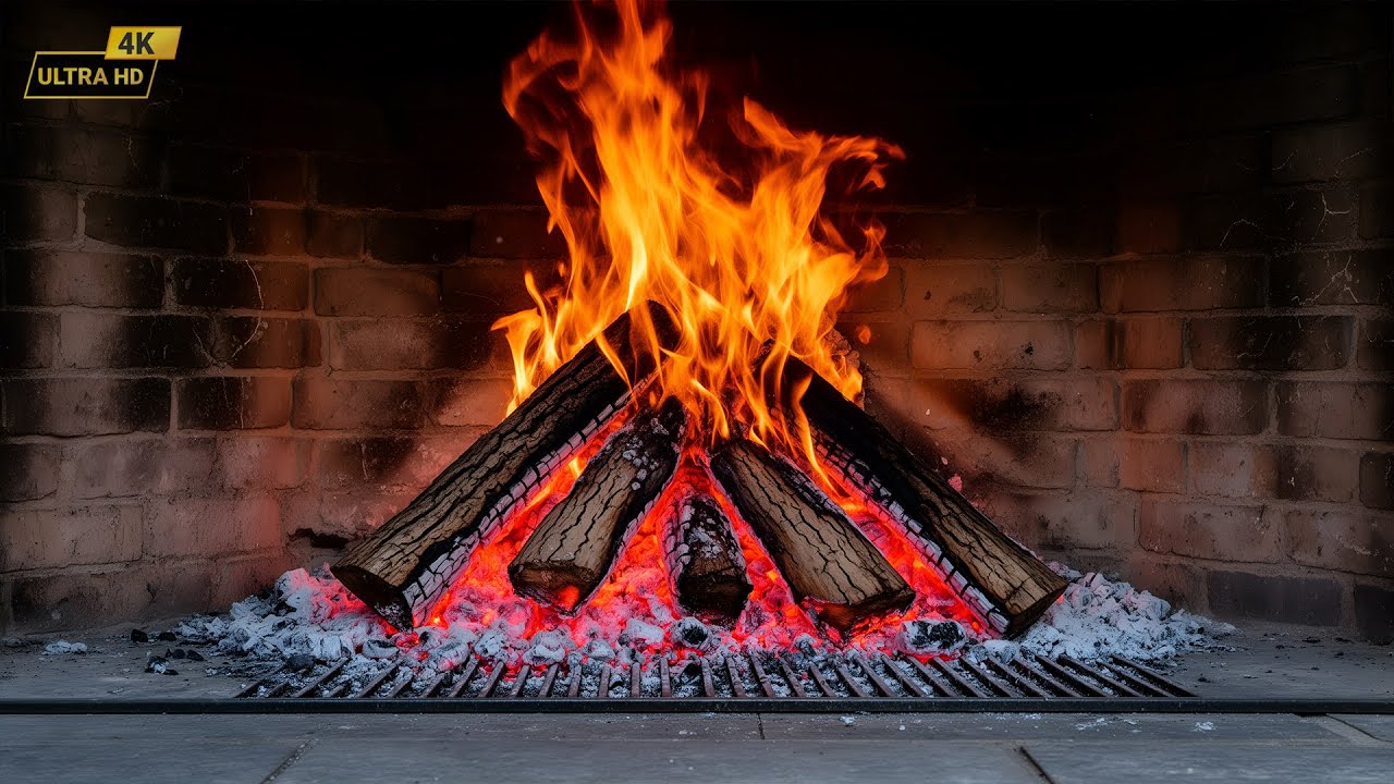 12 Hours Cozy Fireplace 🔥 4K Ultra HD | Real Fire Crackling Sounds ASMR | Relax, Sleep, Study