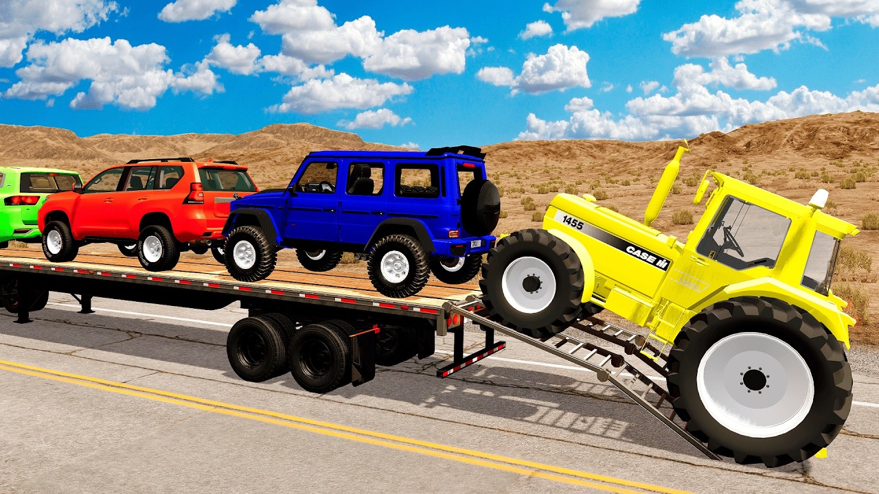 Flatbed Truck Mcqueen | Transportation with Truck - Pothole vs Car #74 - BeamNG.Drive