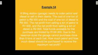 STAV101 Lecture 18A Formulating a linear programming problem Example 54
