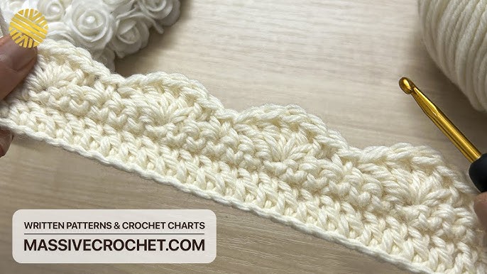 Crochet simple petal edging/lace/border, Easy pattern for beginners