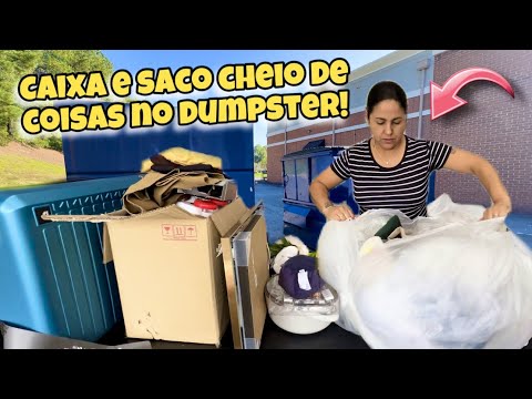 Caixa e saco cheio de coisas no dumpster dos Estados Unidos!🇺🇸