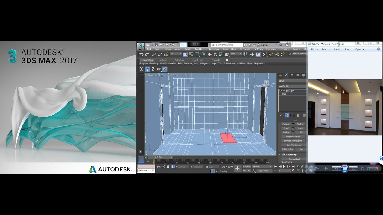 Autodesk 3ds Max 2017 Edit Poly Interior Design Room Modeling