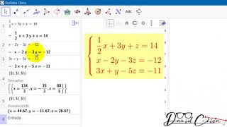 Sistema de ecuaciones 3x3 en GeoGebra screenshot 4