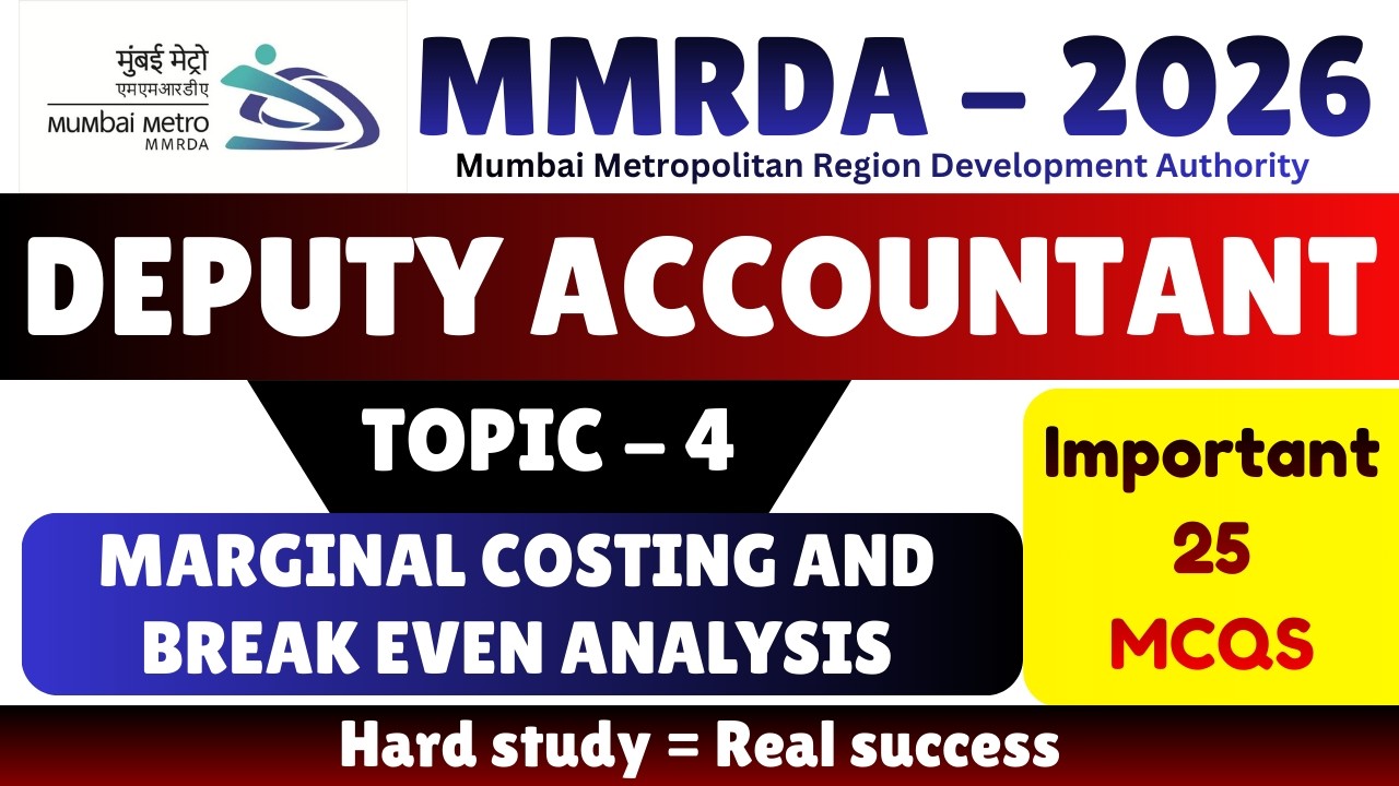 Marginal Costing anf BEP MCQS | MMRDA 2026 Deputy Accountant pdf Notes | MMRDA Accountant Mock Test