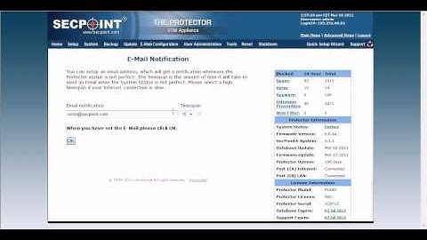 Protector UTM Email Configuration Email Notification