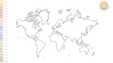 Map of World outline drawing | Map drawing tutorial | How to draw World map step by step #artjanag