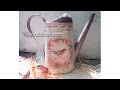 Decoupage napkin without wrinkles tutorial DIY Watering can decoration ideas