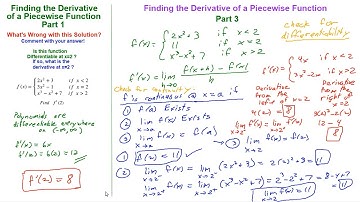 The Derivative of Piecewise Function: Part 3  -- Answers to Part 1 and Part 2 (AskCalculusGeorge)