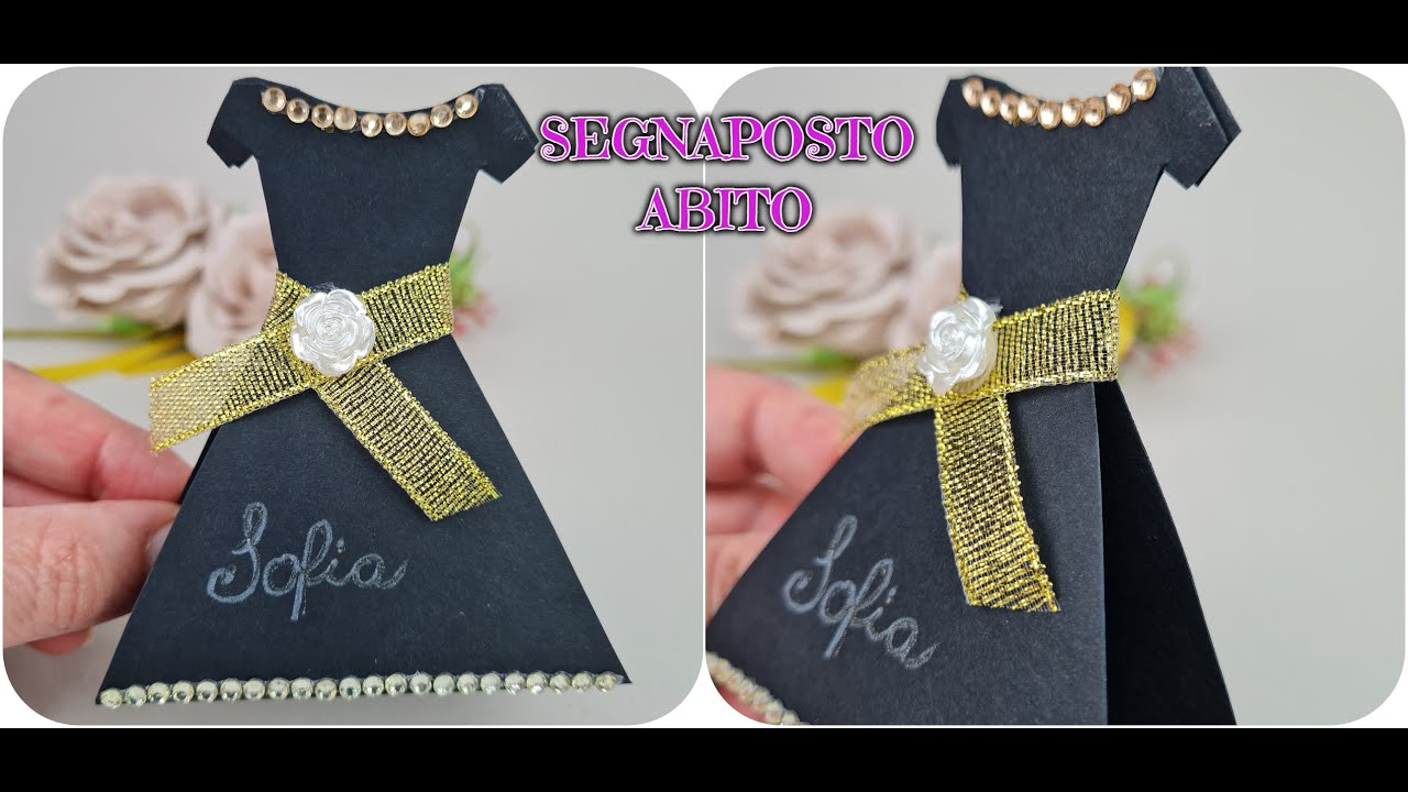 Un SEGNAPOSTO  a forma di abito per un compleanno importante! Facilissimo da fare ma molto elegante!