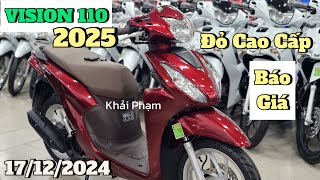 Cận cảnh Honda VISION 110 2025 màu Đỏ yên Nâu cao cấp + giá bán ngày 17\/12. Khải Phạm #vision #110i