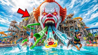 Franklin, Shinchan and Chop Ride the Biggest Water Slide Ever! | GTA 5 Bangla Gameplay screenshot 2