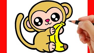 HOW TO DRAW A MONKEY EASY STEP BY STEP - DRAWING AND COLORING A MONKEY