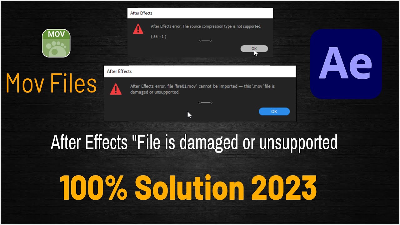 After Effects Mov File Is Damaged Or Unsupported Move File is Damaged Or Unsupported 100% Solution 2023 Asha Digital