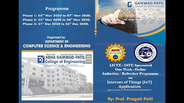 AICTE - ISTE Sponsored One week Online Induction Programme on Internet of Things (IoT) Application