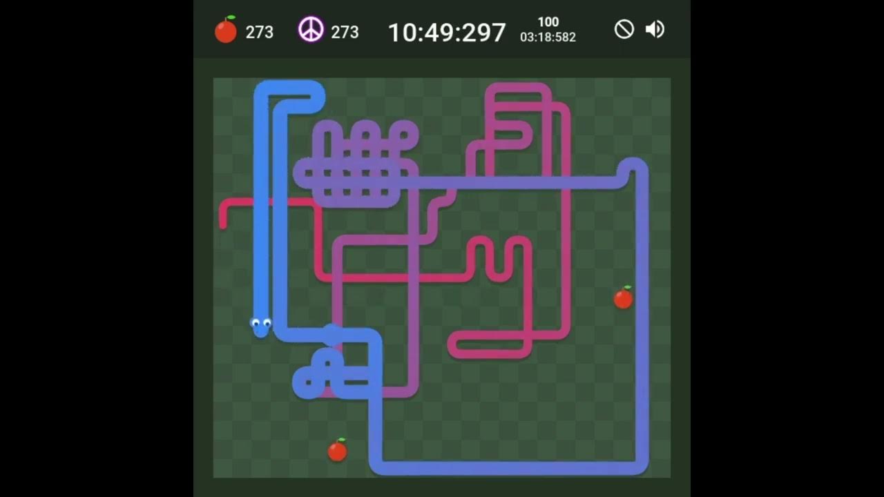 Google Snake Run Record Sweep Peaceful Mode (Slow, Large, 25All Apples