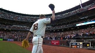 LAD@SF: Cain fans four through 7 1/3 frames