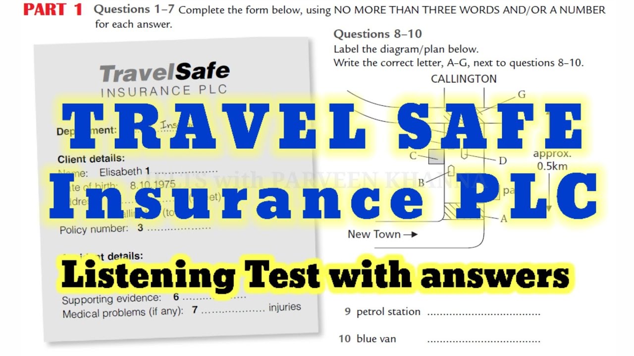 TRAVEL SAFE INSURANCE PLC LISTENING TEST WITH ANSWERS YouTube
