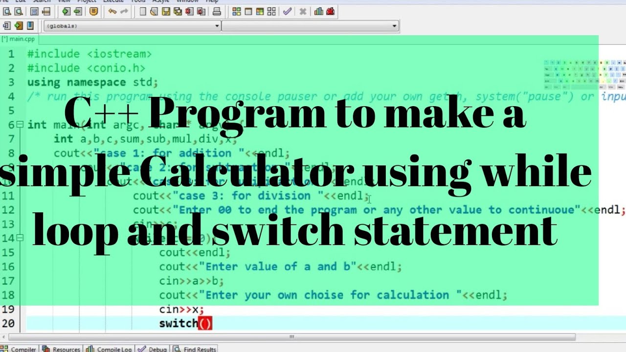 C++ Program to make a Simple Calculator || using While loop and Switch ...