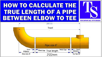 PIPE TRUE LENGTH CALCULATION BETWEEN A TEE AND AN ELBOW. EASY FORMULA. TUTORIAL