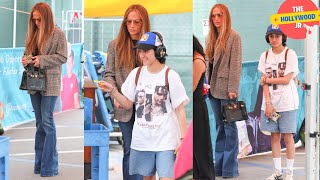 JENNIFER LOPEZ STOPS BY THE FARMER'S MARKET WITH DAUGHTER EMME AFTER CANCELLING HER SUMMER TOUR.