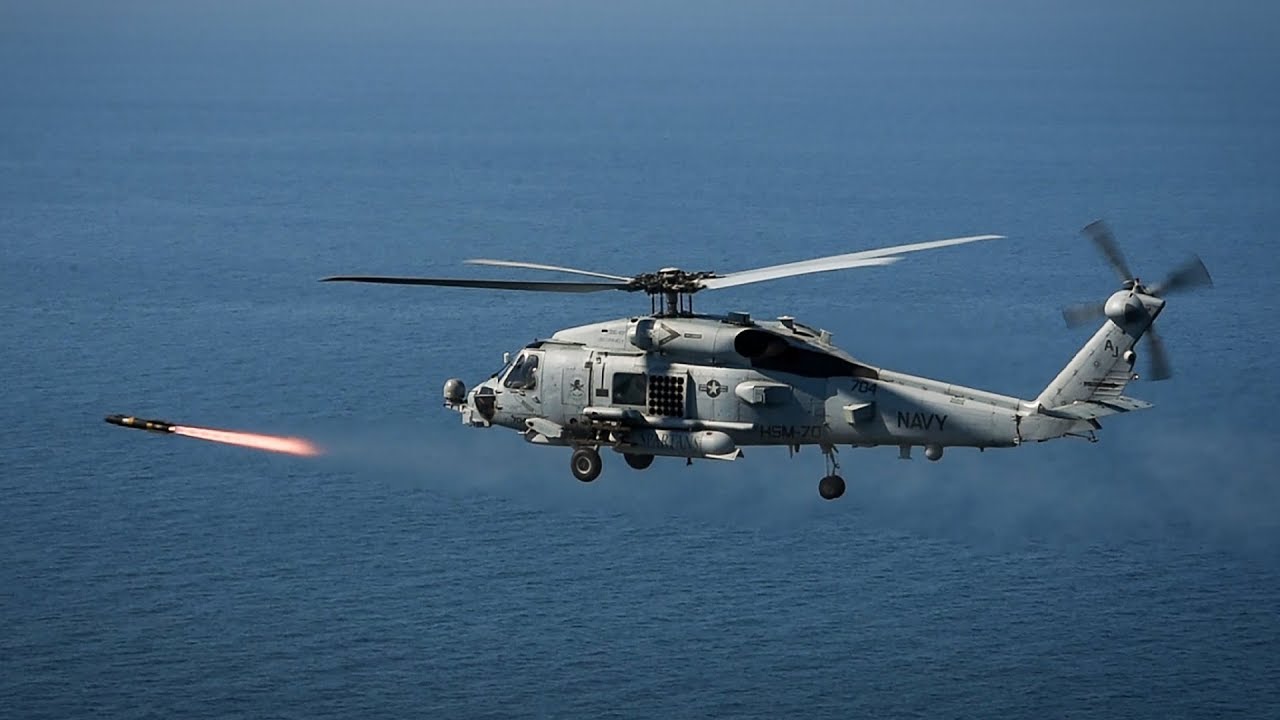 Download MH-60R Seahawk Helicopter Fires AGM-114 Hellfire Missiles