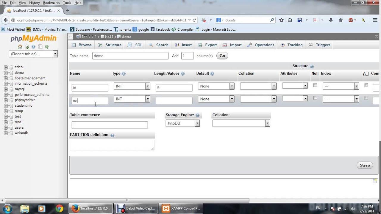 how to create MySQL Database in XAMPP server - YouTube