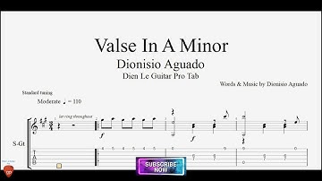 Valse In A Minor - Dionisio Aguado with Guitar Tutorial TABs