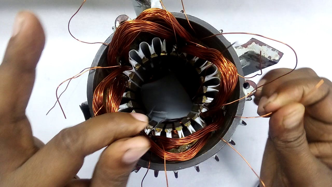 3 phase motor 4 pole double layer rewinding YouTube