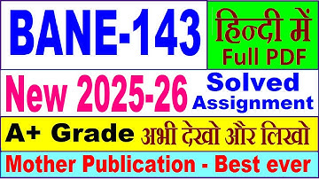 BANE 143 solved assignment 2025-26 in Hindi || bane 143 solved assignment 2026 || ignou bane143