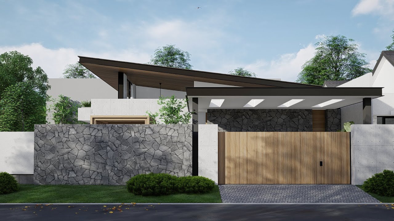 Desain Rumah Kontemporer 1 Lantai di Lahan 22m x 20m || Project