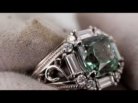 EliteGold - шикарное уникальное кольцо с зеленым александритом 2,5 карат и бриллиантами