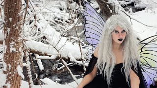 FAIRY IN A BLIZZARD - Winter Faerie in a Snowy Forest (Faerie Goth Model in the Winter) #shorts