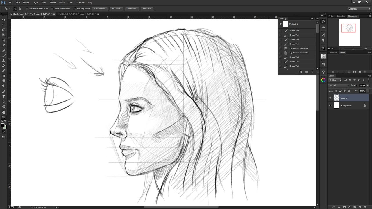 How to draw the female face side view: Drawing the human head from the