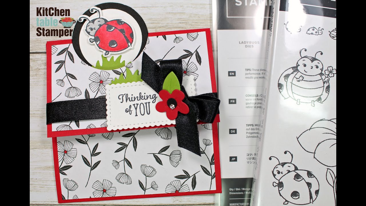Stampin' Up! Little Ladybug Fun Fold Card Tutorial with Kitchen Table Stamper