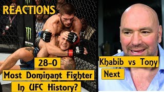 MMA Reacts to Khabib Submits Dustin Poirier At UFC 242 | Dana White: Tony Ferguson Next