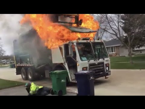 Garbage Truck Bursts Into Flames