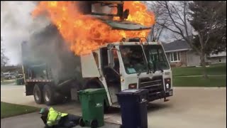 Garbage Truck Bursts Into Flames