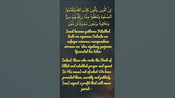 Surah Fatir Ayat 29 (سورة فاطر آيات ۲۹) ft- Abdullah Mustaan