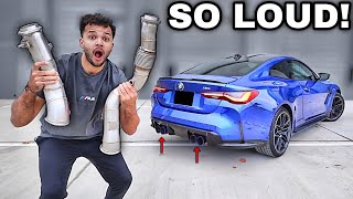 STRAIGHT PIPING MY BMW M4 G82! DOWNPIPE + TITANIUM EXHAUST [CRAZY LOUD]