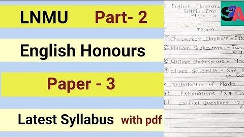 LNMU BA part-2 English honours paper-3 official syllabus