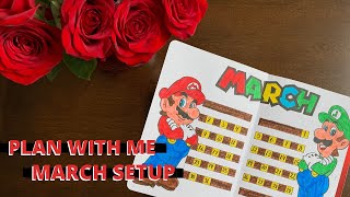 MARCH BULLET JOURNAL SETUP | PLAN WITH ME | Super Mario brothers and trying the Alastair method by Sara Tran 468 views 4 years ago 16 minutes
