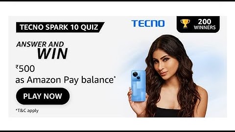 Amazon Funzone Tecno Spark 10 Quiz Answers Today| 21 APRIL 2023|  @dailyquiztime #amazonquiz