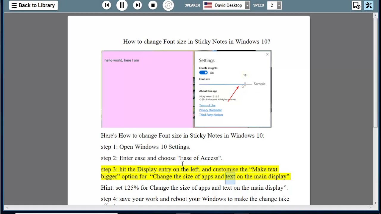 Aftensmad ophøre Bandit Change Font size in Sticky Notes in Windows 10 - YouTube