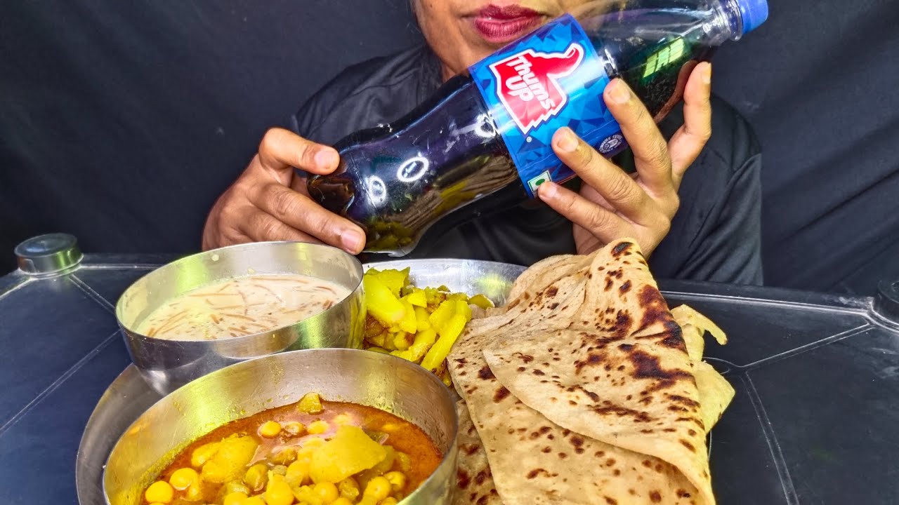 EATING PARATHA WITH ALU BHUJIYA ALU GHUGNI #mukbang #eating #eatingsounds #eatingshow #popular 