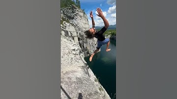 112 FT JUMP AT CRAZY QUARRY 😵‍💫 #shorts #cliffjumping