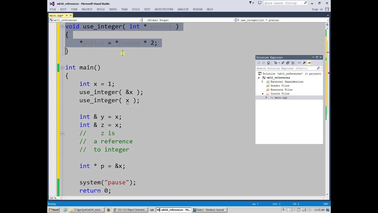Week 10 C++ pointer vs. C++ reference - YouTube