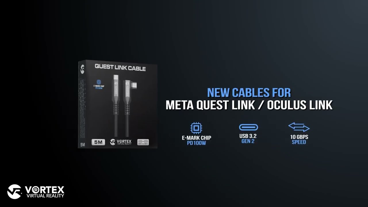 NEW META LINK CABLES with PD100W power charging and E-mark chip from Vortex Virtual Reality®